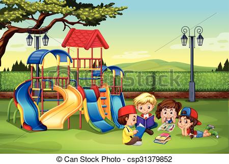 Children reading in the park - csp31379852