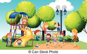 Children reading in the park 