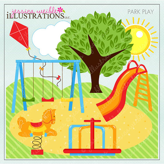 Park Play Cute Digital Clipart for Invitations, Card Design, Scrapbooking,  and Web Design, Park Clipart
