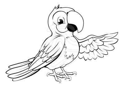 parrot clipart black and whit