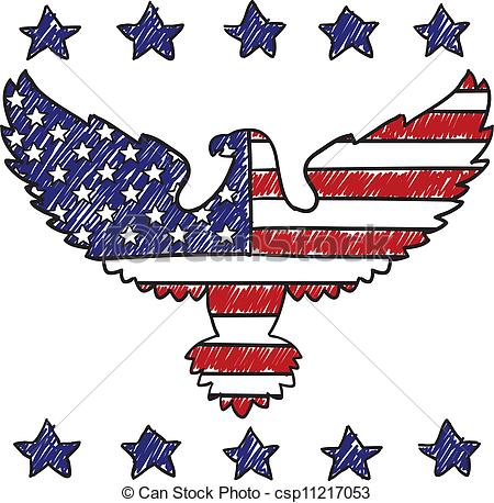 ... Patriotic American Eagle sketch - Doodle style patriotic.
