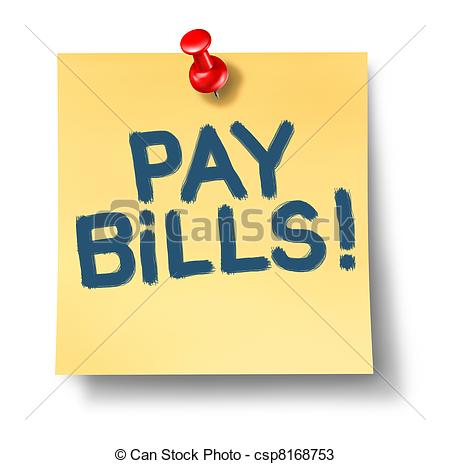 ... Pay bills - Paying bills office note reminder representing.