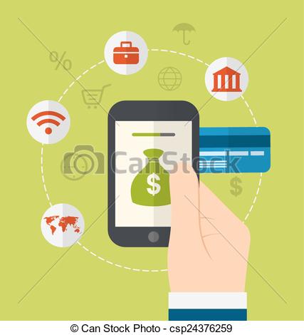 Concepts of online payment methods. Icons for online payment gateway,  electronic funds, flat