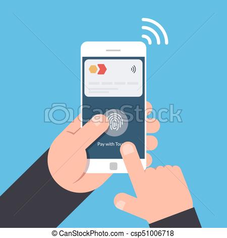 Non-contact payment method using a mobile phone. nfc. vector illustration  isolated.