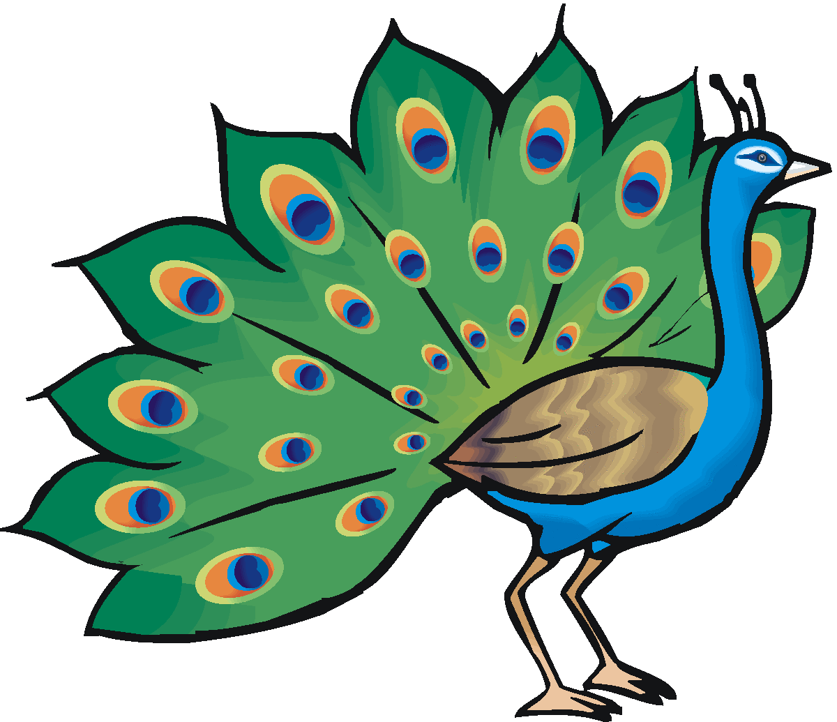 simple peacock clipart black 
