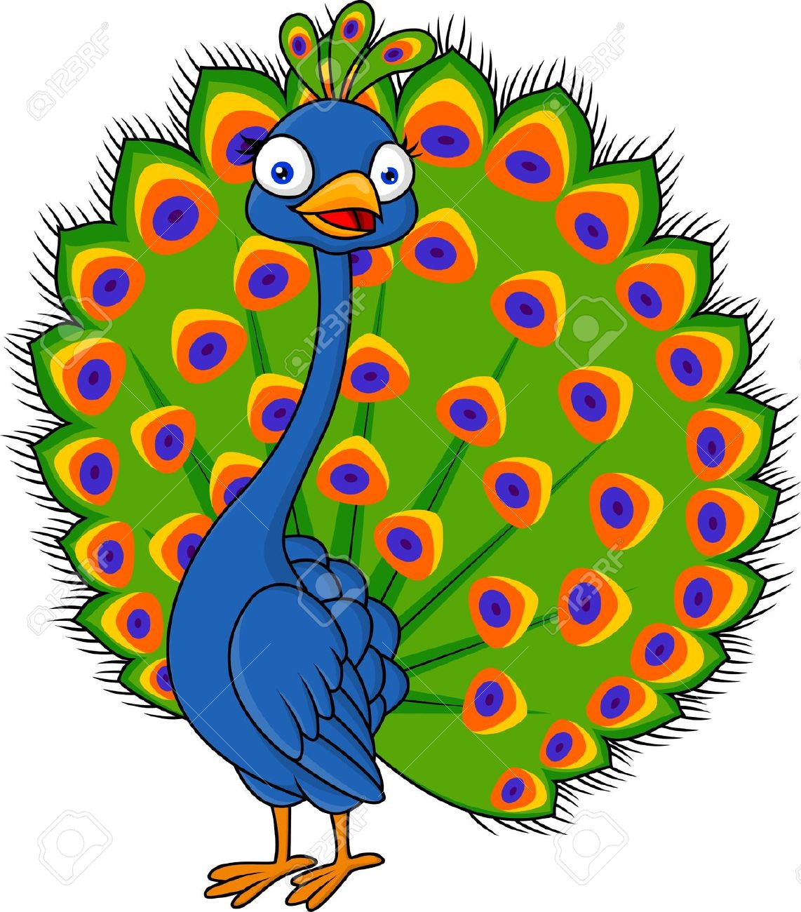 peacock: Cute peacock cartoon - Peacock Clipart Free
