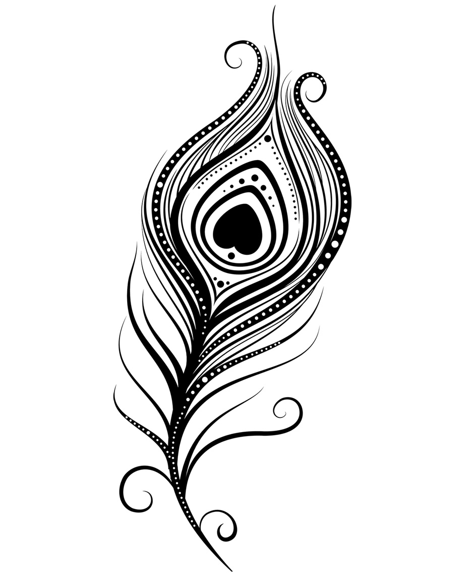 Peacock Feather Coloring Page .