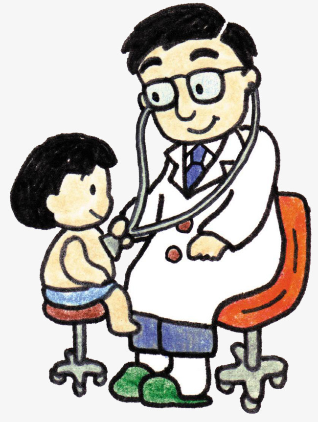 crayon hand-painted cute pediatrician to see a doctor, Pediatrician,  Pediatric Medical Staff