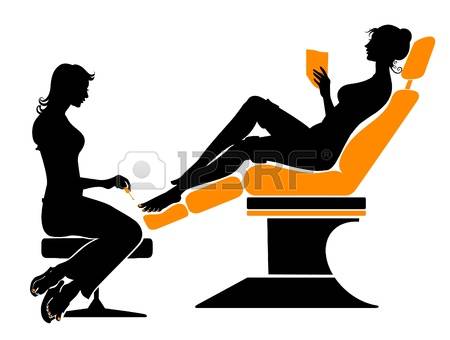pedicure: illustration of the beautifull woman silhouette during her spa visiting