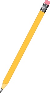 Pencil Clipart Image: Clip art illustration of a lead pencil with an eraser