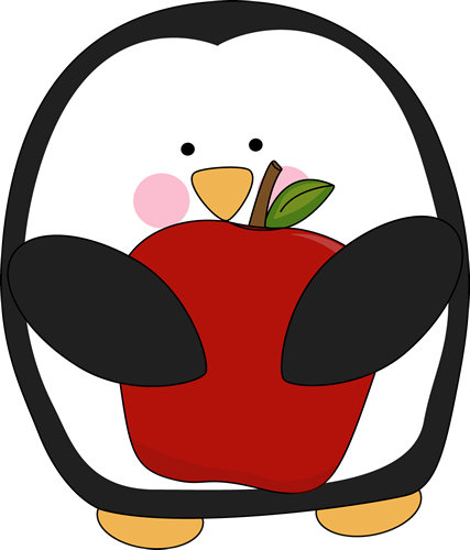 Penguin Holding an Apple