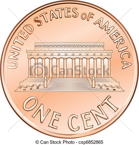 Penny Clip Artby cteconsulting1/103; Vector American coin one cent, penny - American money, one.