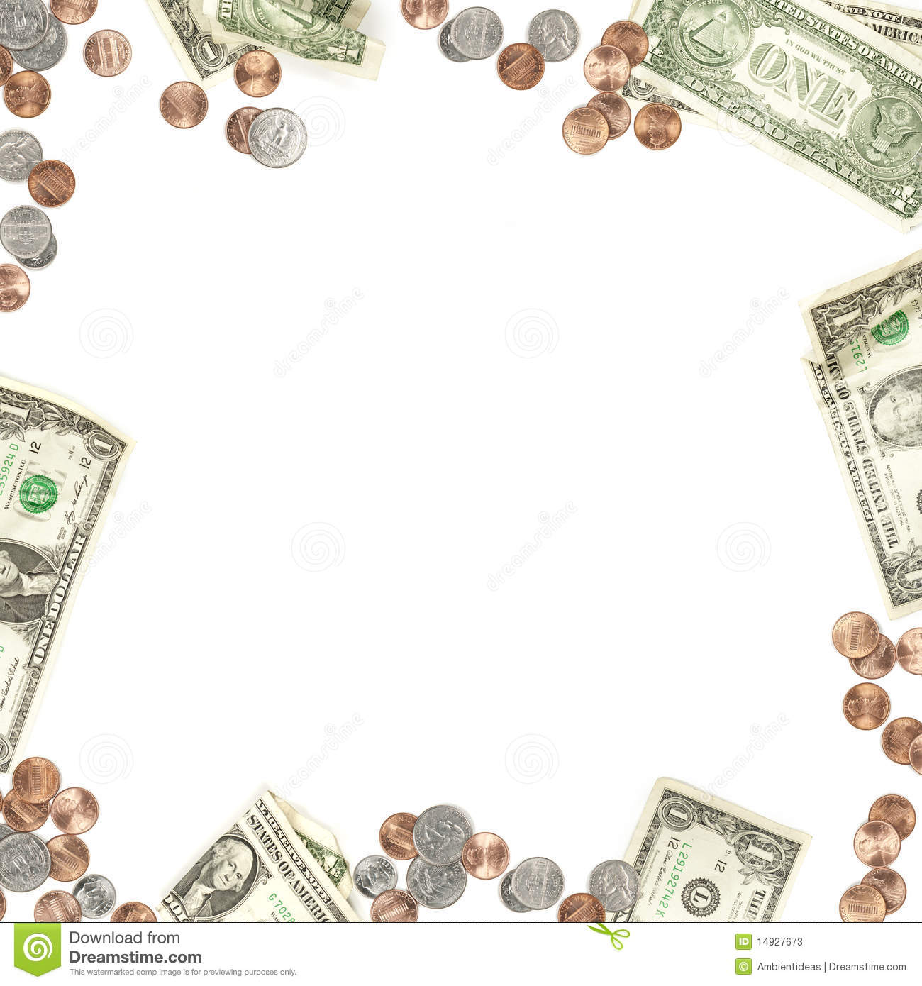 Penny Nickel Quarter And Dime - Money Border Clip Art