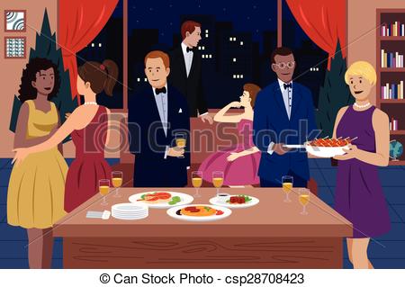 ... People at Dinner Party - A vector illustration of people.