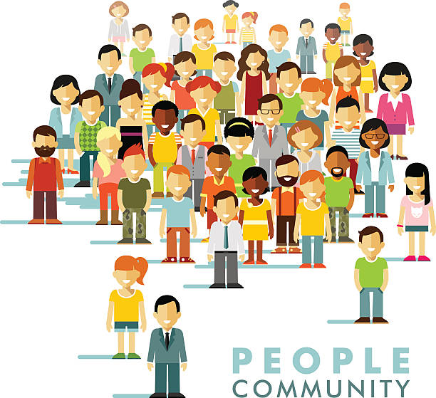 Modern multicultural society concept with people in flat style vector art  illustration
