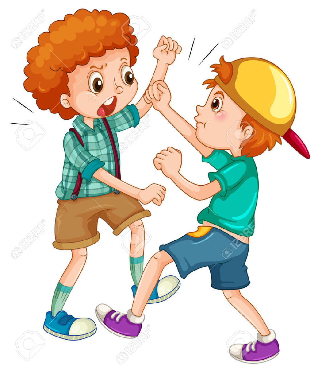 people fighting: Two boys fighting each other illustration