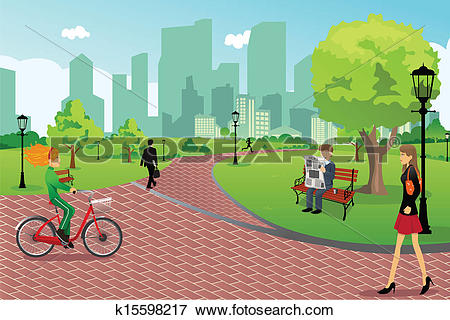 People in a city park - Clipart Park