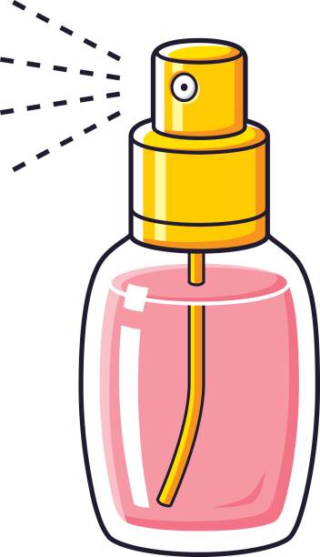 Pink perfume fragrance spray bottle. vector art illustration