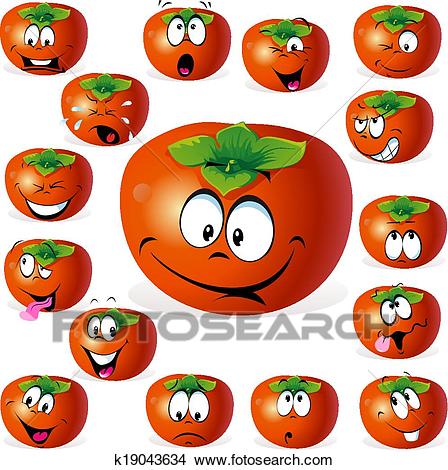 Clipart - Persimmon fruits on