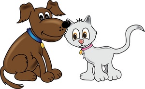 Pets Clipart Image: Friendly  - Dog And Cat Clip Art