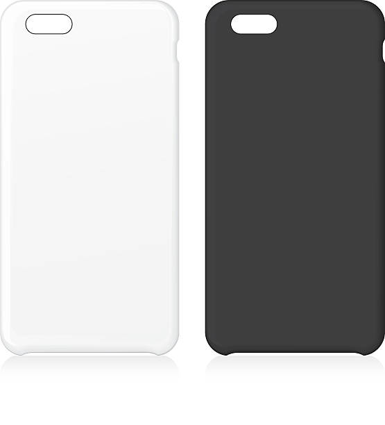 White and black phone case set. vector art illustration