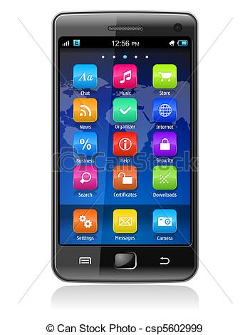 Phone Clipart. Touchscreen smartphone - .
