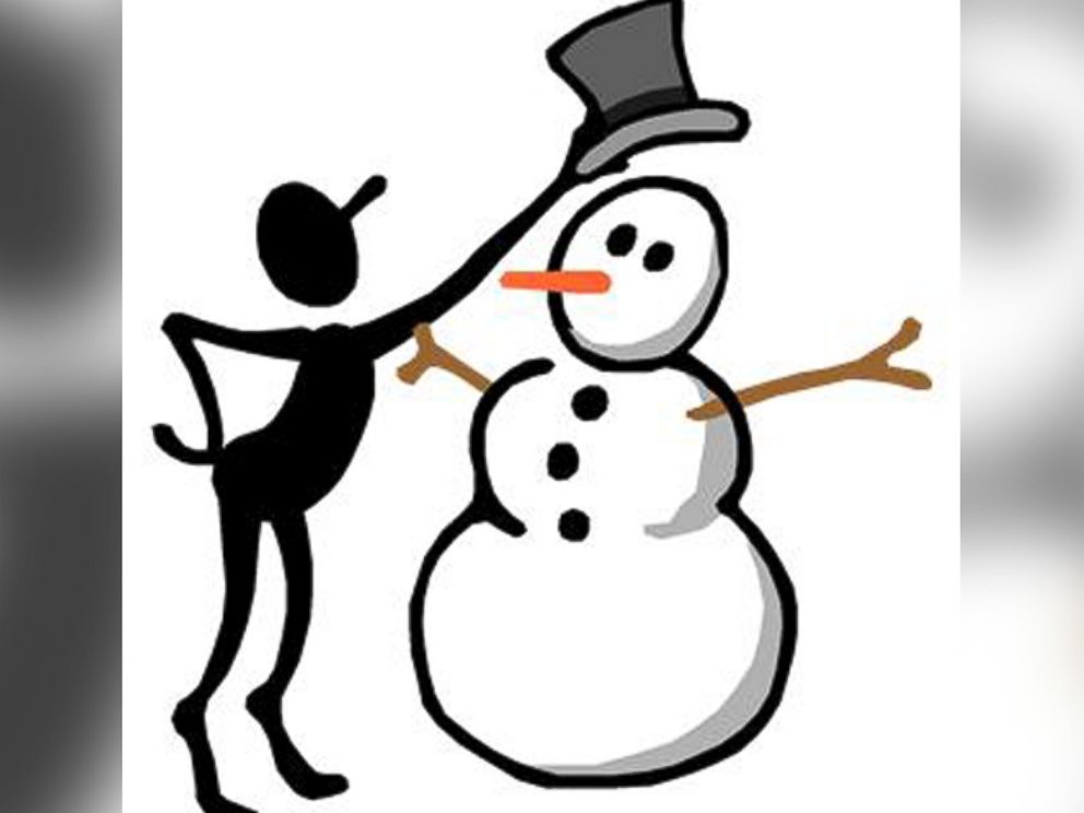 PHOTO: Screen Bean places a top hat on a snowman.