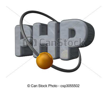 Golden Ball Fly Around The Letters Php - 3d Illustration