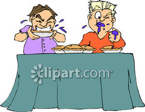 Pie Eating Contest At A Fair Royalty Free Clipart Picture