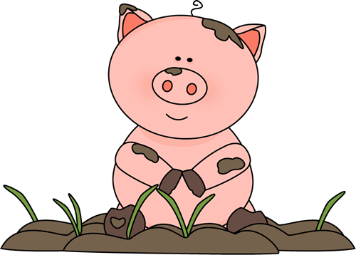 Pig in the Mud - Pigs Clip Art