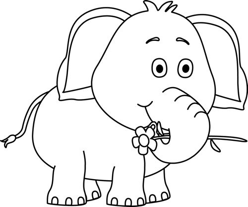 elephant clipart black and wh