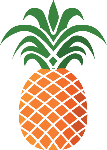 pineapple in color vector art illustration