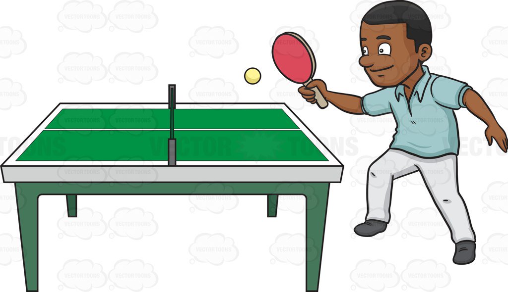 A black man playing ping pong
