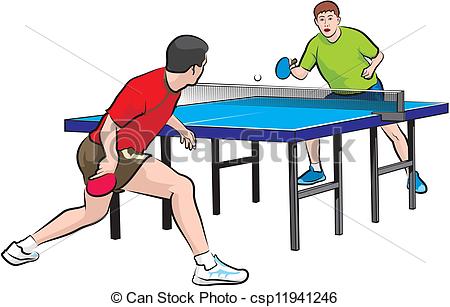 two players play table tennis - csp11941246