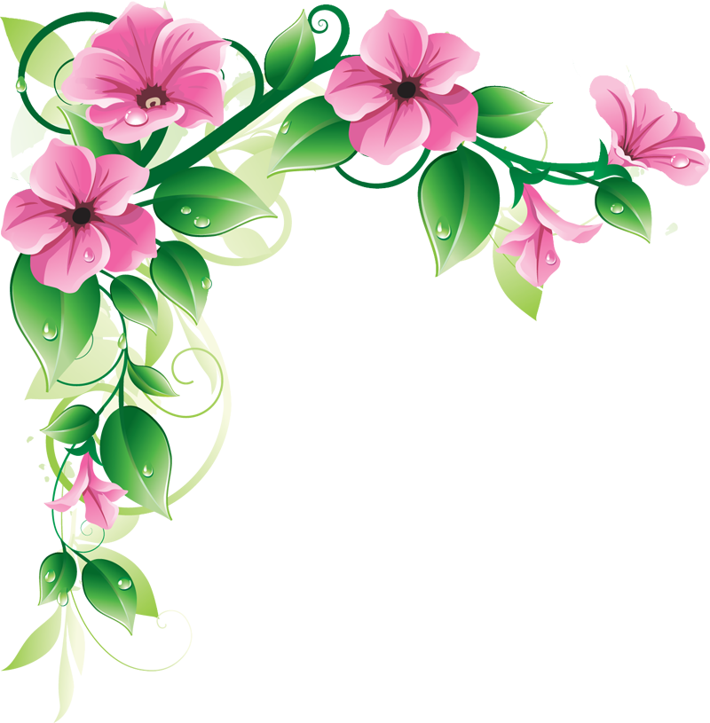 pink flower border clip art - Flower Border Clip Art