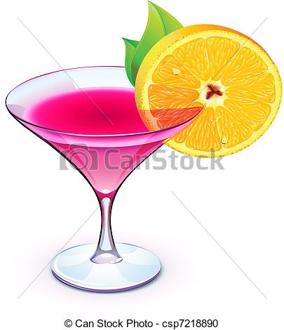 ... pink cocktail - Vector illustration of pink cocktail in a... ...
