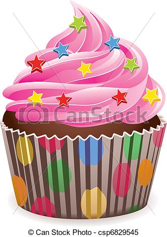 ... pink cupcake - vector pink cupcake with sprinkles