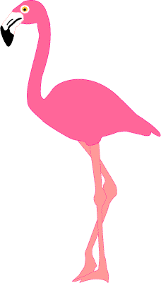 Pink flamingo cartoon clipart .