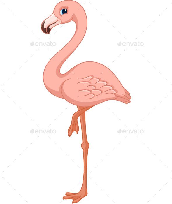 Pink flamingo clipart, a pair