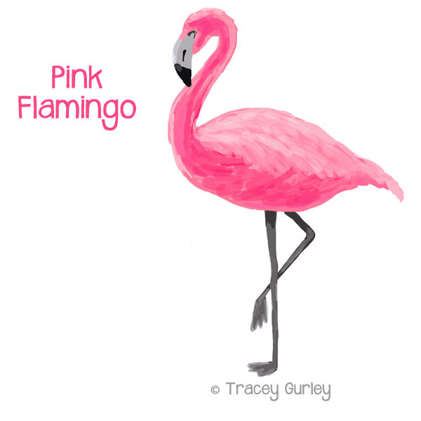 Pink Flamingo - Original art download 2 files, flamingo printable, flamingo clip art