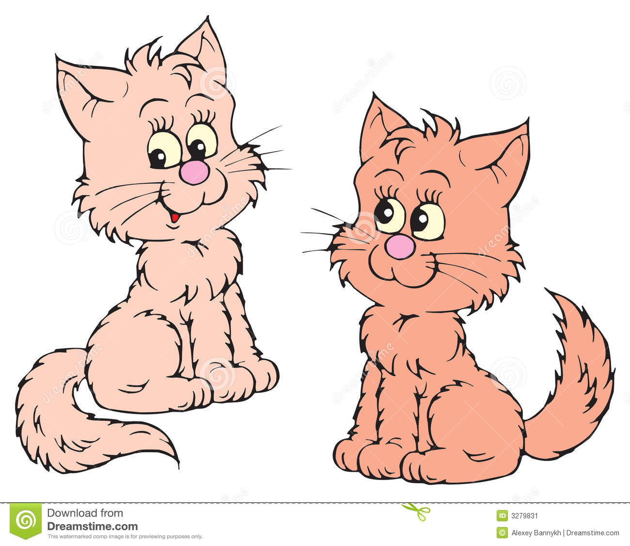 Pink Kittens Vector Clip Art  - Kittens Clip Art