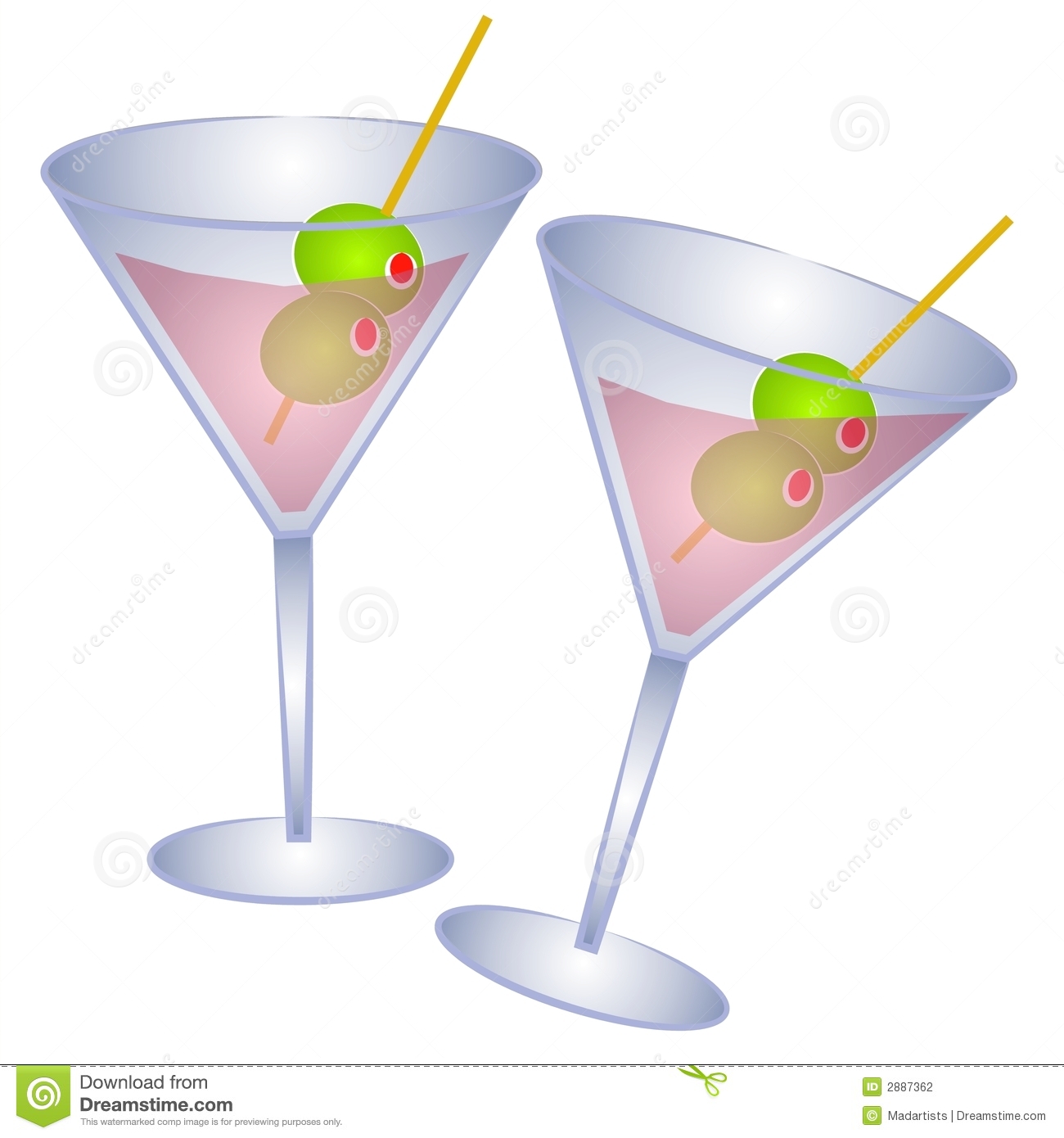 Pink Martini Glasses Olives S - Martini Clip Art