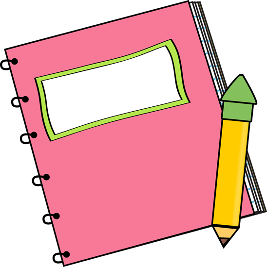 Pink Notebook with a Pencil - Clip Art School Supplies