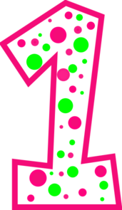 Pink Number 1 Clipart. Number 1 Pink And Green Polkadot