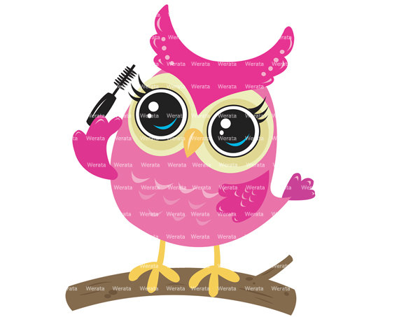 pink owl clip art - owl on branch clipart digital clipart - cute owl Digital Clip