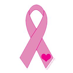 Pink Ribbon with Heart Clip Art