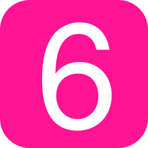 Pink, Rounded, Square With Nu - Number 6 Clipart