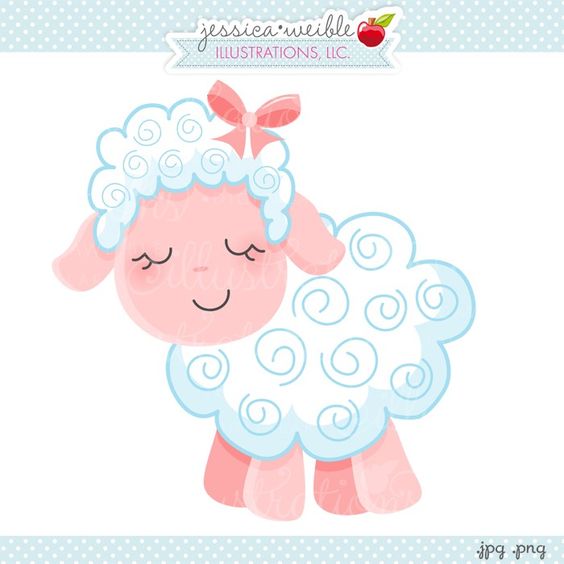 Pink Sheep - JW Illustrations - Cute Sheep Clipart
