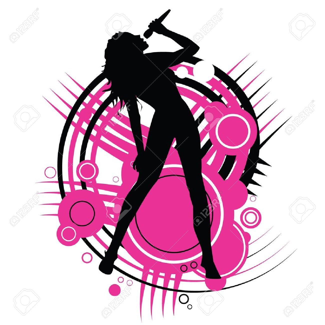1300x1300 Pink Silhouette Gir - Pink Singer Clipart