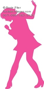 pink silhouette of female sin - Pink Singer Clipart